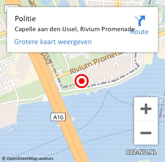 Locatie op kaart van de 112 melding: Politie Capelle aan den IJssel, Rivium Promenade op 27 oktober 2023 08:06