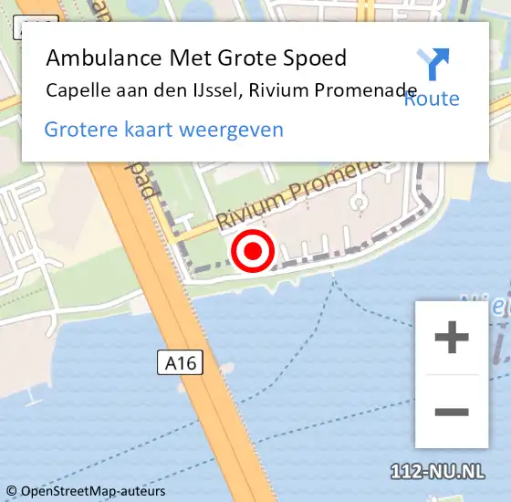 Locatie op kaart van de 112 melding: Ambulance Met Grote Spoed Naar Capelle aan den IJssel, Rivium Promenade op 27 oktober 2023 08:10