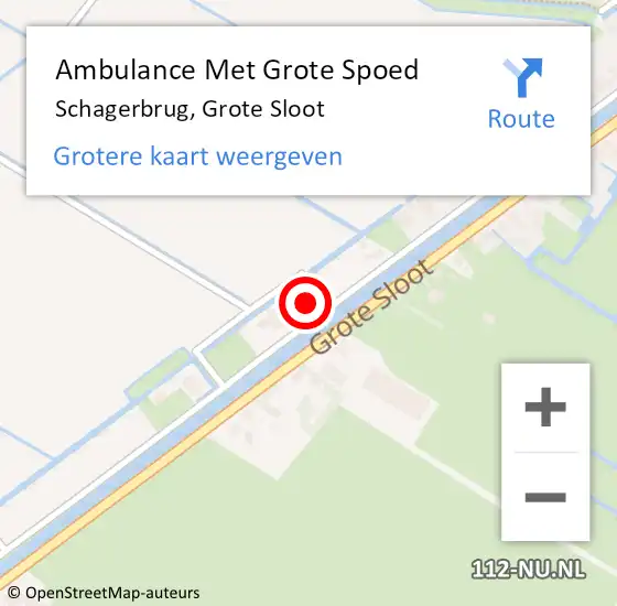 Locatie op kaart van de 112 melding: Ambulance Met Grote Spoed Naar Schagerbrug, Grote Sloot op 27 oktober 2023 08:42