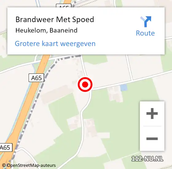 Locatie op kaart van de 112 melding: Brandweer Met Spoed Naar Heukelom, Baaneind op 27 oktober 2023 08:57