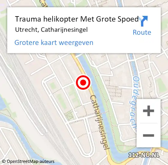 Locatie op kaart van de 112 melding: Trauma helikopter Met Grote Spoed Naar Utrecht, Catharijnesingel op 27 oktober 2023 09:06