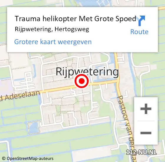 Locatie op kaart van de 112 melding: Trauma helikopter Met Grote Spoed Naar Rijpwetering, Hertogsweg op 27 oktober 2023 10:10