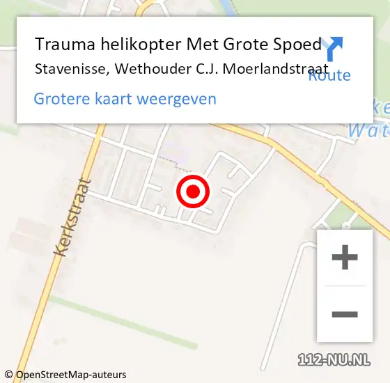 Locatie op kaart van de 112 melding: Trauma helikopter Met Grote Spoed Naar Stavenisse, Wethouder C.J. Moerlandstraat op 27 oktober 2023 10:36