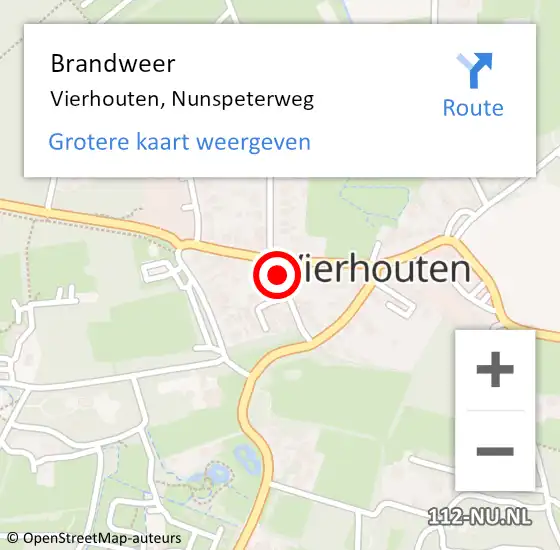 Locatie op kaart van de 112 melding: Brandweer Vierhouten, Nunspeterweg op 27 oktober 2023 11:42