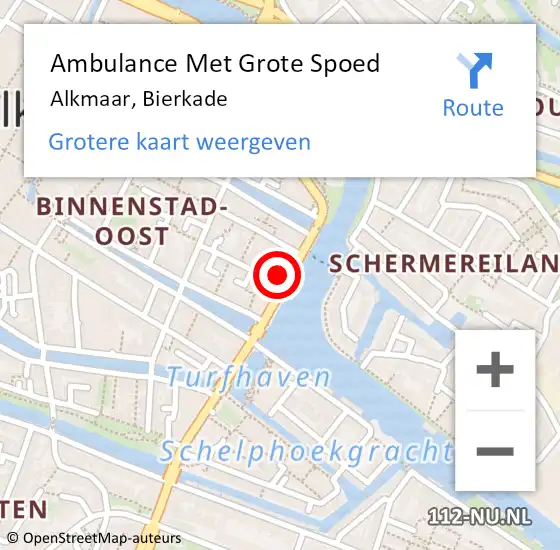 Locatie op kaart van de 112 melding: Ambulance Met Grote Spoed Naar Alkmaar, Bierkade op 27 oktober 2023 12:20