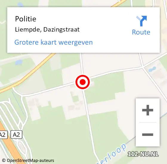 Locatie op kaart van de 112 melding: Politie Liempde, Dazingstraat op 27 oktober 2023 13:52