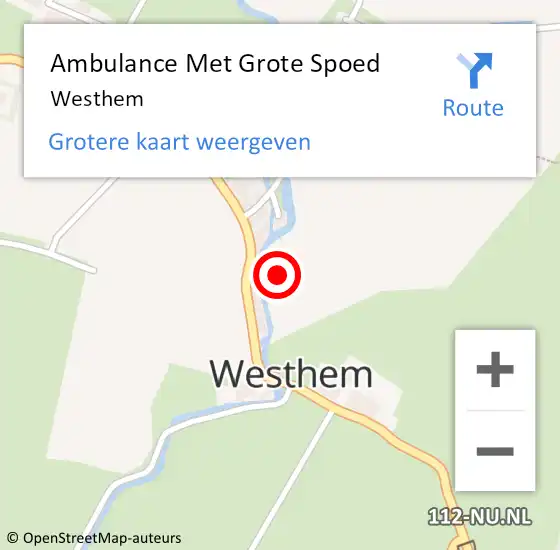 Locatie op kaart van de 112 melding: Ambulance Met Grote Spoed Naar Westhem op 27 oktober 2023 13:52