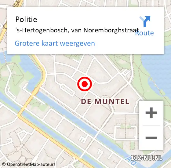 Locatie op kaart van de 112 melding: Politie 's-Hertogenbosch, van Noremborghstraat op 27 oktober 2023 14:27