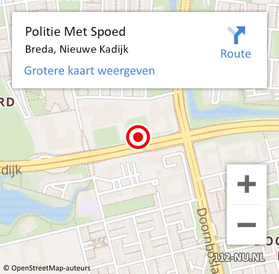 Locatie op kaart van de 112 melding: Politie Met Spoed Naar Breda, Nieuwe Kadijk op 27 oktober 2023 14:31