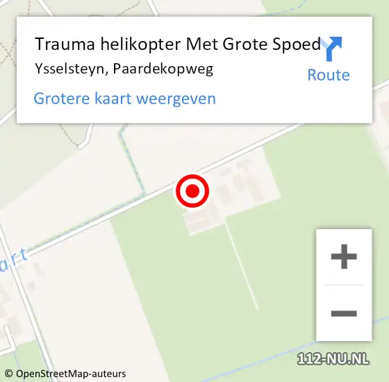 Locatie op kaart van de 112 melding: Trauma helikopter Met Grote Spoed Naar Ysselsteyn, Paardekopweg op 27 oktober 2023 15:14