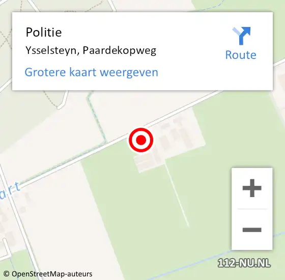 Locatie op kaart van de 112 melding: Politie Ysselsteyn, Paardekopweg op 27 oktober 2023 15:41