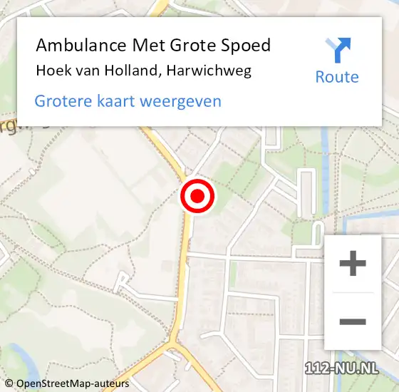 Locatie op kaart van de 112 melding: Ambulance Met Grote Spoed Naar Hoek van Holland, Harwichweg op 27 oktober 2023 15:53