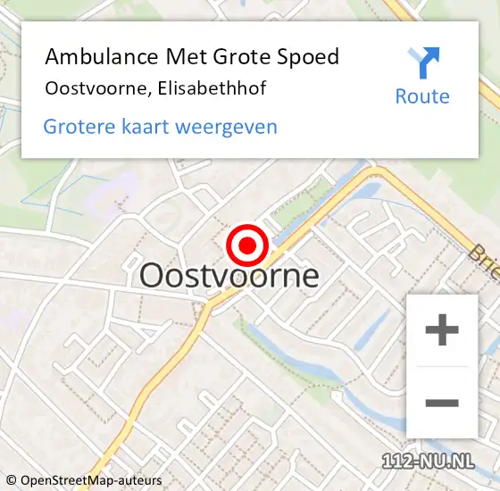 Locatie op kaart van de 112 melding: Ambulance Met Grote Spoed Naar Oostvoorne, Elisabethhof op 27 oktober 2023 15:56