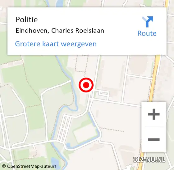 Locatie op kaart van de 112 melding: Politie Eindhoven, Charles Roelslaan op 27 oktober 2023 15:57