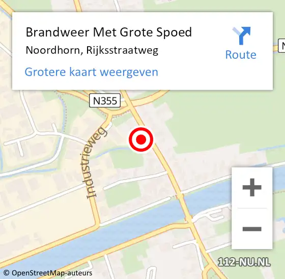 Locatie op kaart van de 112 melding: Brandweer Met Grote Spoed Naar Noordhorn, Rijksstraatweg op 27 oktober 2023 16:26