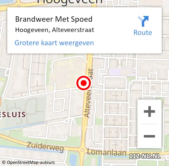 Locatie op kaart van de 112 melding: Brandweer Met Spoed Naar Hoogeveen, Alteveerstraat op 27 oktober 2023 17:44
