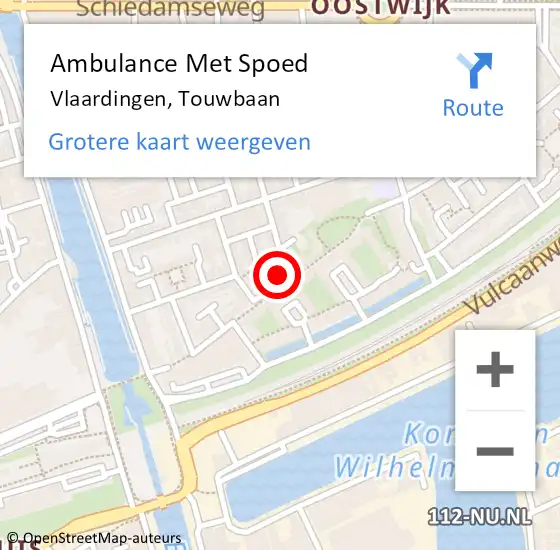 Locatie op kaart van de 112 melding: Ambulance Met Spoed Naar Vlaardingen, Touwbaan op 27 oktober 2023 17:55