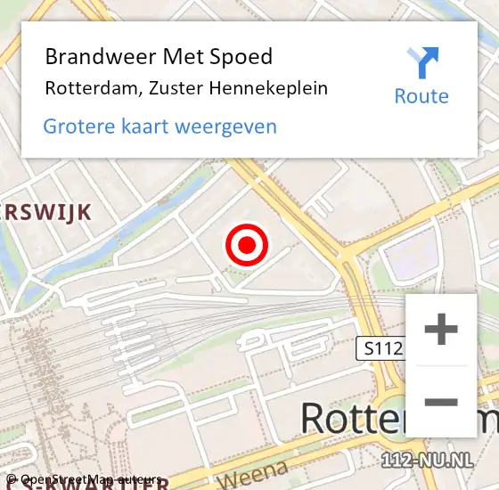 Locatie op kaart van de 112 melding: Brandweer Met Spoed Naar Rotterdam, Zuster Hennekeplein op 27 oktober 2023 17:58