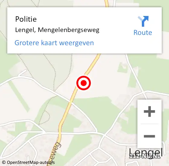 Locatie op kaart van de 112 melding: Politie Lengel, Mengelenbergseweg op 27 oktober 2023 18:37