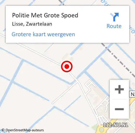 Locatie op kaart van de 112 melding: Politie Met Grote Spoed Naar Lisse, Zwartelaan op 27 oktober 2023 20:07