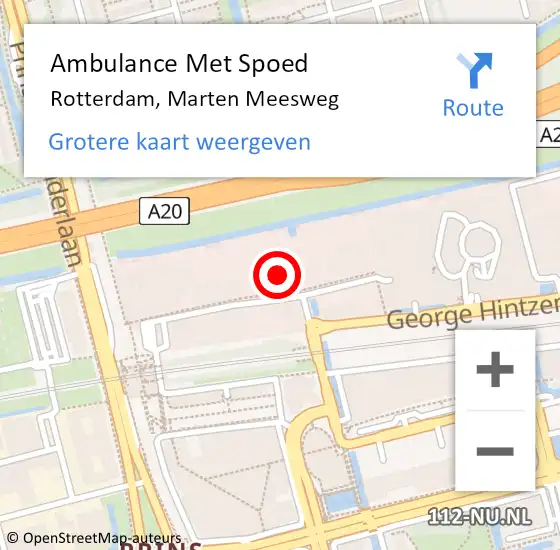 Locatie op kaart van de 112 melding: Ambulance Met Spoed Naar Rotterdam, Marten Meesweg op 27 oktober 2023 20:32