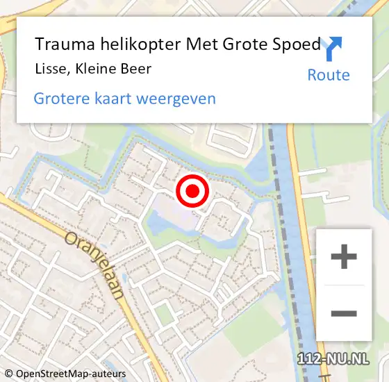 Locatie op kaart van de 112 melding: Trauma helikopter Met Grote Spoed Naar Lisse, Kleine Beer op 27 oktober 2023 22:37