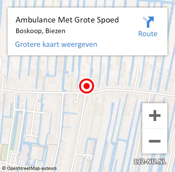 Locatie op kaart van de 112 melding: Ambulance Met Grote Spoed Naar Boskoop, Biezen op 27 oktober 2023 23:23