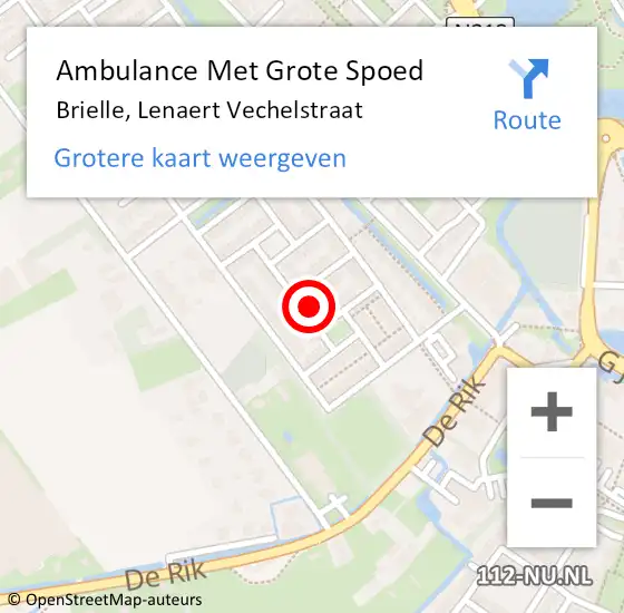 Locatie op kaart van de 112 melding: Ambulance Met Grote Spoed Naar Brielle, Lenaert Vechelstraat op 28 oktober 2023 00:34