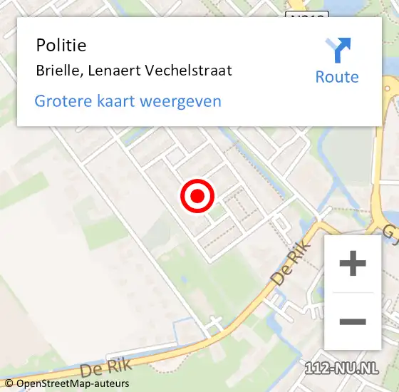 Locatie op kaart van de 112 melding: Politie Brielle, Lenaert Vechelstraat op 28 oktober 2023 00:46