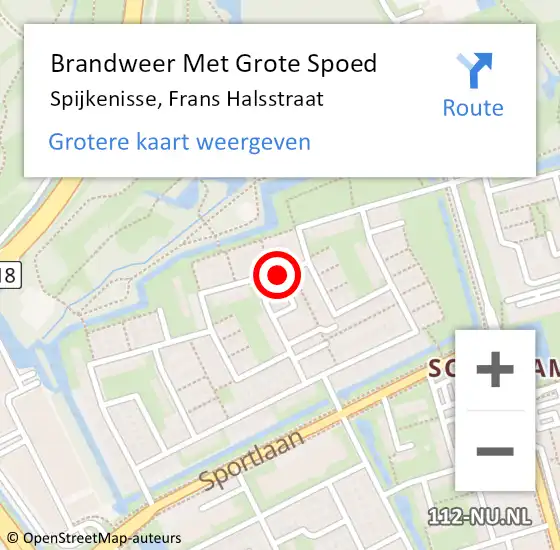 Locatie op kaart van de 112 melding: Brandweer Met Grote Spoed Naar Spijkenisse, Frans Halsstraat op 28 oktober 2023 00:47