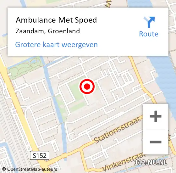 Locatie op kaart van de 112 melding: Ambulance Met Spoed Naar Zaandam, Groenland op 28 oktober 2023 00:50