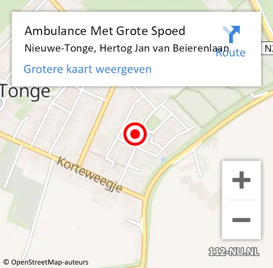 Locatie op kaart van de 112 melding: Ambulance Met Grote Spoed Naar Nieuwe-Tonge, Hertog Jan van Beierenlaan op 28 oktober 2023 01:00