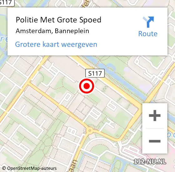 Locatie op kaart van de 112 melding: Politie Met Grote Spoed Naar Amsterdam, Banneplein op 28 oktober 2023 02:03