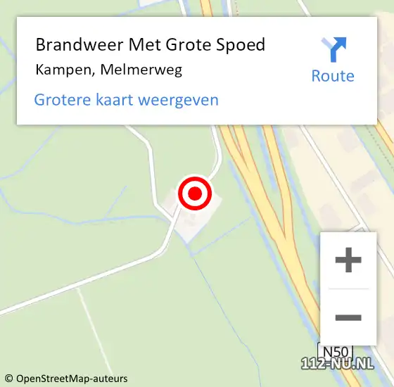 Locatie op kaart van de 112 melding: Brandweer Met Grote Spoed Naar Kampen, Melmerweg op 28 oktober 2023 03:34
