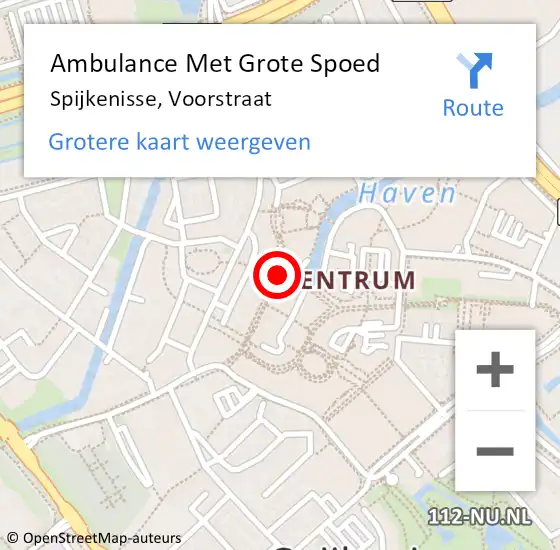 Locatie op kaart van de 112 melding: Ambulance Met Grote Spoed Naar Spijkenisse, Voorstraat op 28 oktober 2023 04:13