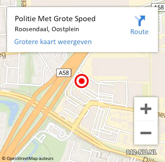 Locatie op kaart van de 112 melding: Politie Met Grote Spoed Naar Roosendaal, Oostplein op 28 oktober 2023 04:38