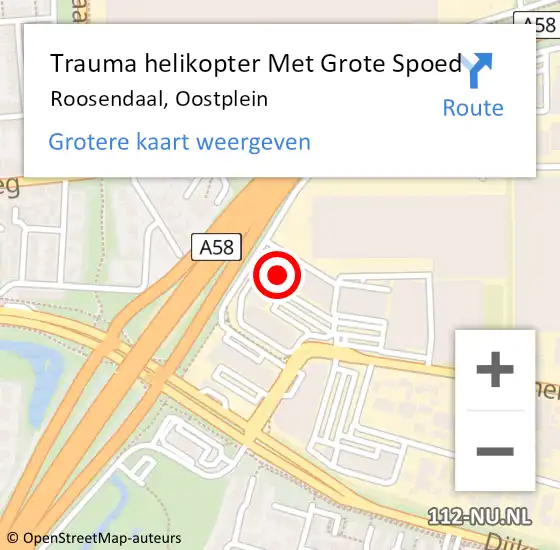 Locatie op kaart van de 112 melding: Trauma helikopter Met Grote Spoed Naar Roosendaal, Oostplein op 28 oktober 2023 04:53