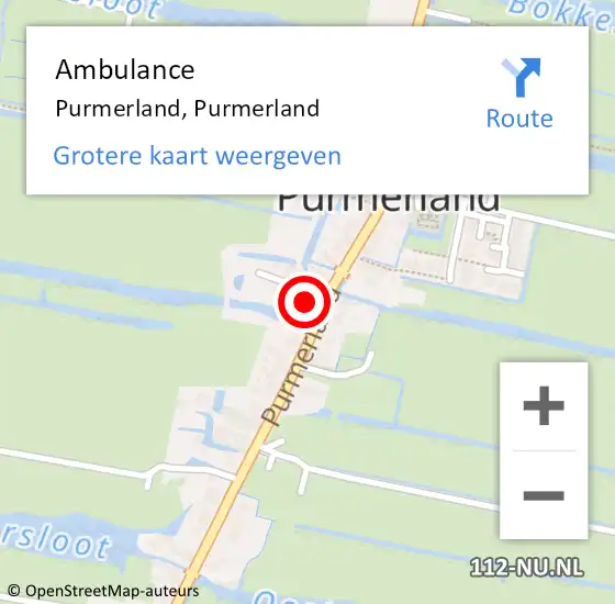 Locatie op kaart van de 112 melding: Ambulance Purmerland, Purmerland op 28 oktober 2023 05:33