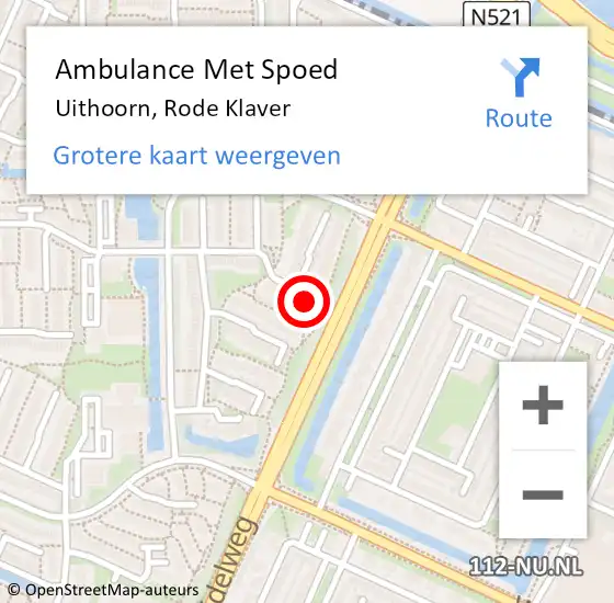 Locatie op kaart van de 112 melding: Ambulance Met Spoed Naar Uithoorn, Rode Klaver op 28 oktober 2023 05:41