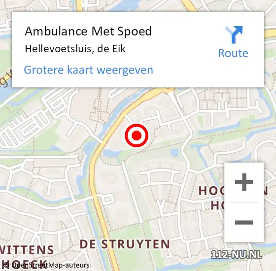 Locatie op kaart van de 112 melding: Ambulance Met Spoed Naar Hellevoetsluis, de Eik op 28 oktober 2023 05:58