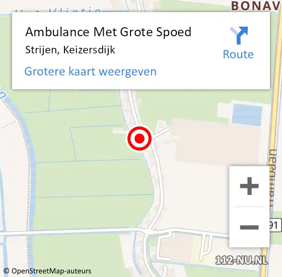 Locatie op kaart van de 112 melding: Ambulance Met Grote Spoed Naar Strijen, Keizersdijk op 28 oktober 2023 08:20