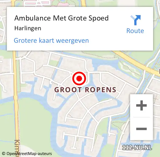 Locatie op kaart van de 112 melding: Ambulance Met Grote Spoed Naar Harlingen op 28 oktober 2023 08:45