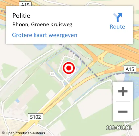 Locatie op kaart van de 112 melding: Politie Rhoon, Groene Kruisweg op 28 oktober 2023 10:49