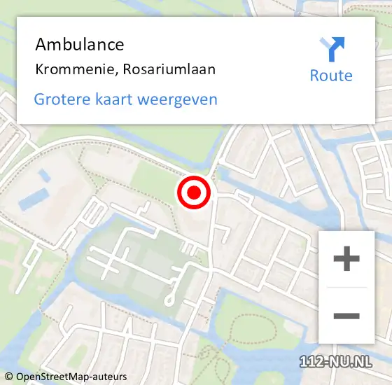 Locatie op kaart van de 112 melding: Ambulance Krommenie, Rosariumlaan op 28 oktober 2023 11:35
