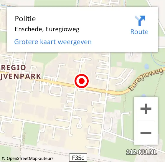Locatie op kaart van de 112 melding: Politie Enschede, Euregioweg op 28 oktober 2023 12:57