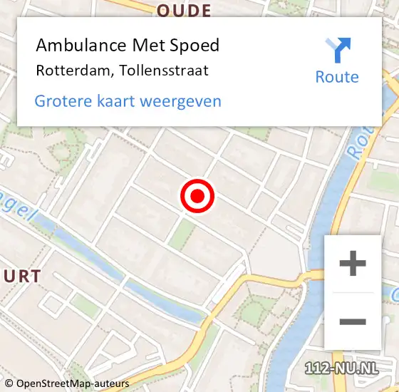 Locatie op kaart van de 112 melding: Ambulance Met Spoed Naar Rotterdam, Tollensstraat op 28 oktober 2023 13:01