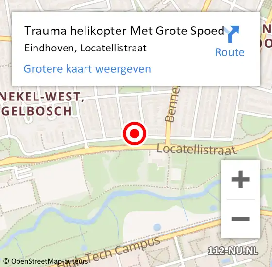 Locatie op kaart van de 112 melding: Trauma helikopter Met Grote Spoed Naar Eindhoven, Locatellistraat op 28 oktober 2023 13:13