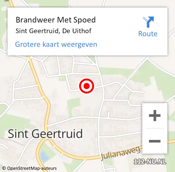 Locatie op kaart van de 112 melding: Brandweer Met Spoed Naar Sint Geertruid, De Uithof op 28 oktober 2023 14:30