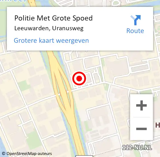 Locatie op kaart van de 112 melding: Politie Met Grote Spoed Naar Leeuwarden, Uranusweg op 28 oktober 2023 15:07