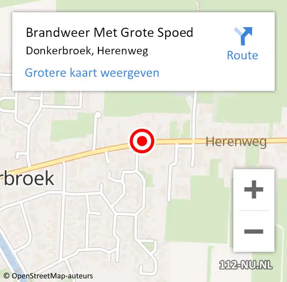 Locatie op kaart van de 112 melding: Brandweer Met Grote Spoed Naar Donkerbroek, Herenweg op 28 oktober 2023 15:36